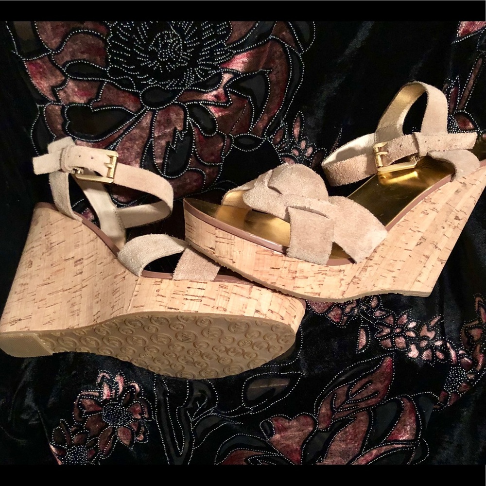 Michael Kors leather twist wedges